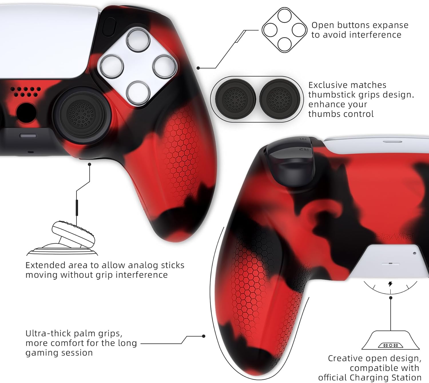 Thumbnail 6 de playvital Ninja Edition silicone cover for PS5 controller