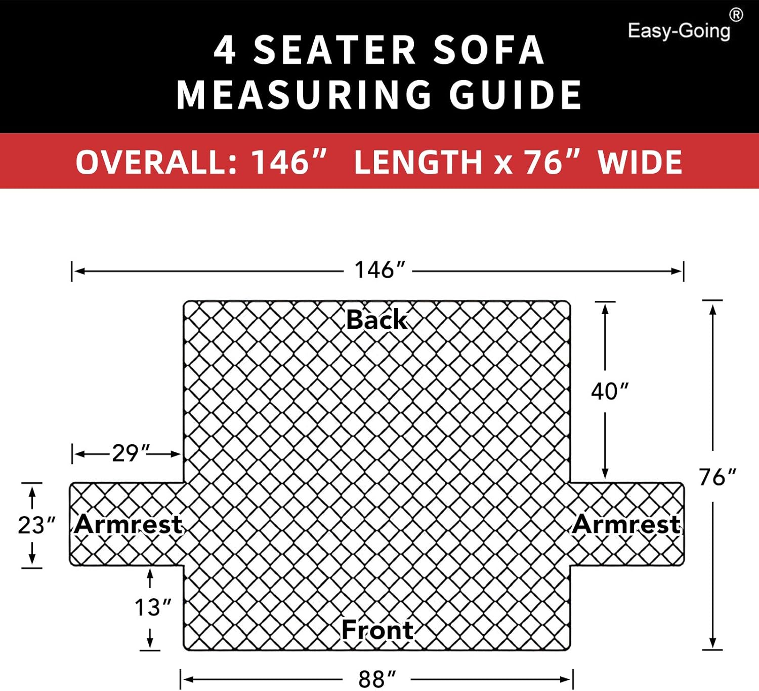 Thumbnail 5 de Easy-Going 4 Seater Sofa Slipcover Reversible, Water-Resistant Couch Cover (XX-Large) – Ivory/Ivory