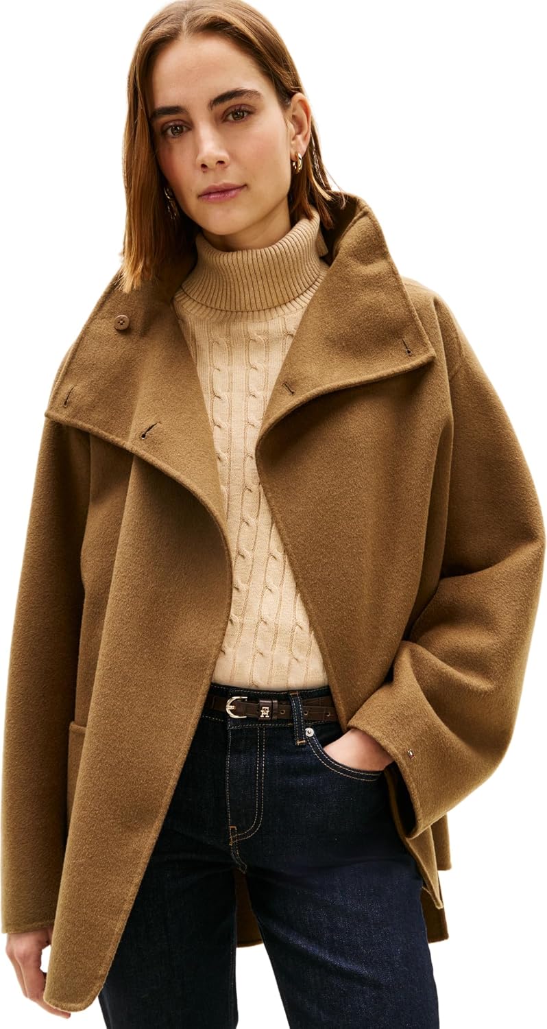 Detalle 2 de Tommy Hilfiger Df Wool Gb Funnel Nk Coat Ww0ww47758 : manteau femme en laine, esprit durable