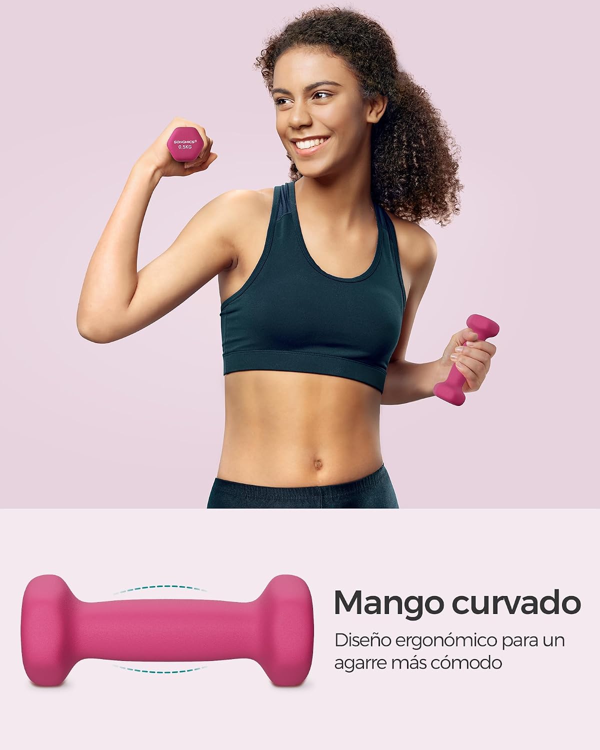 Detalle de SONGMICS Juego de 2 mancuernas hexagonales 11,5 cm 🏋