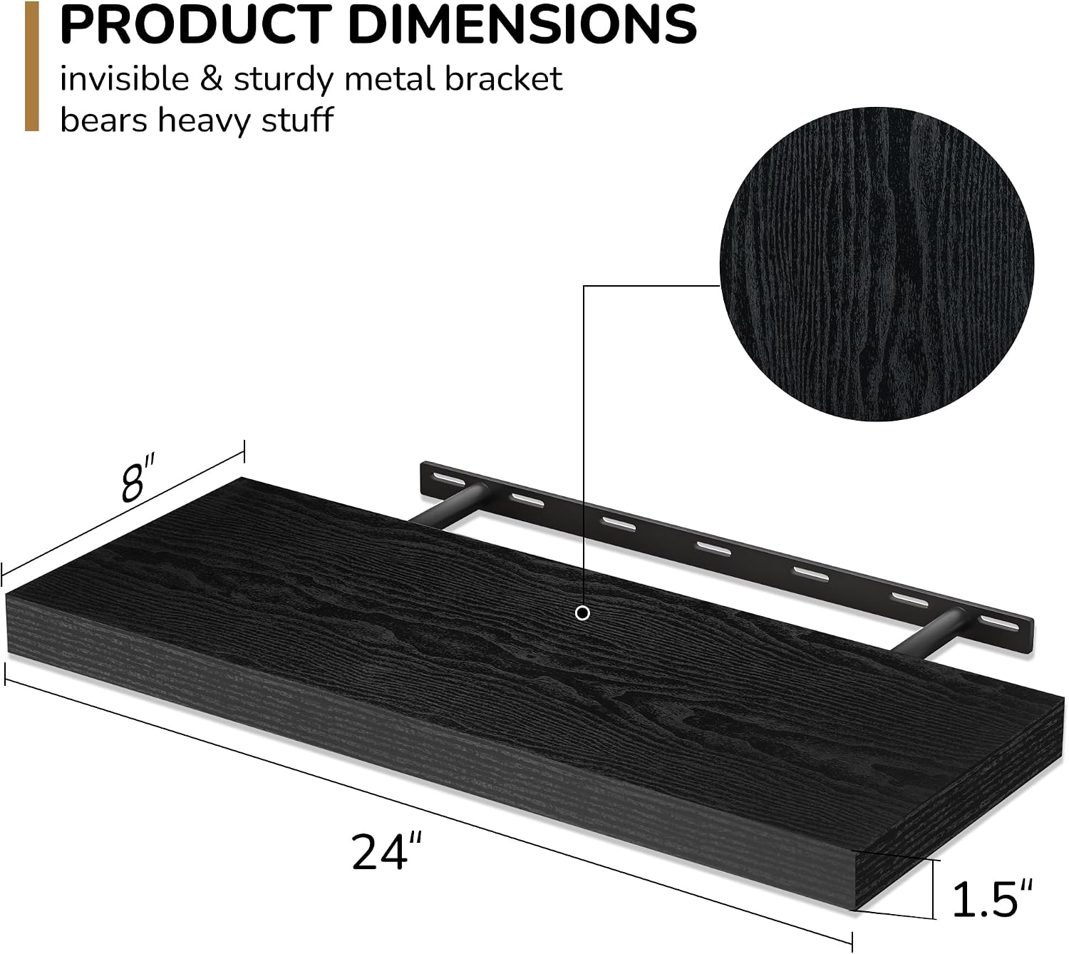 Detalle de Fun Memories 24-Inch Floating Shelves 2-Pack