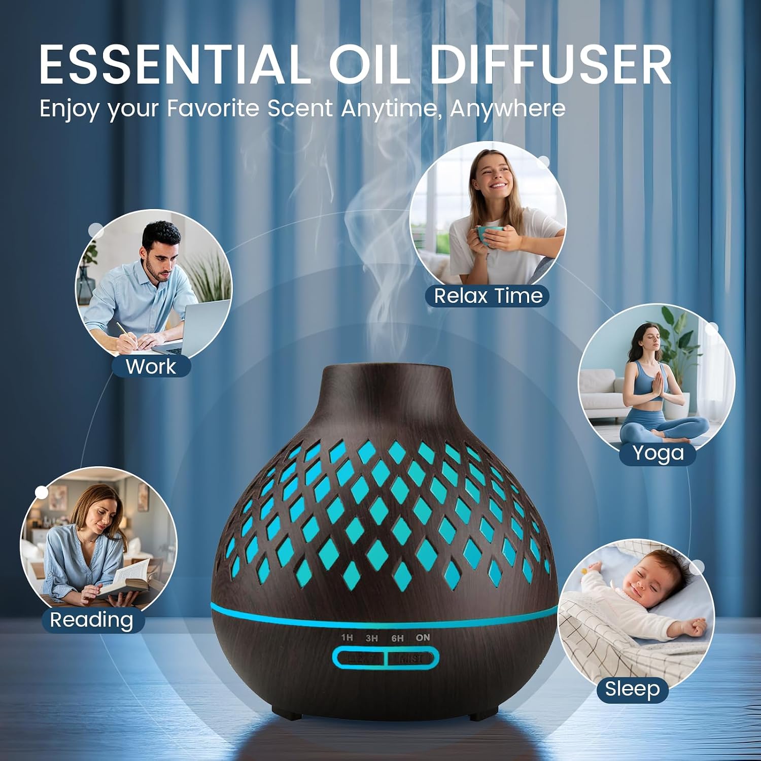 Thumbnail 6 de AESHORY 00142 etherische-oliediffuser 550 ml met 12 oliën en timer