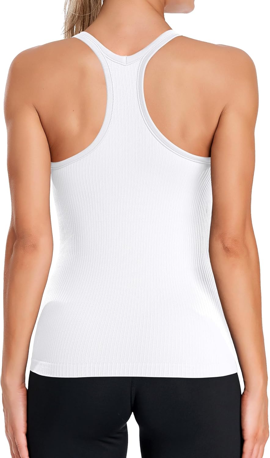 Thumbnail 1 de ATTRACO Ribbed Workout Tank Tops with Built-In Bra (Removable Padding) — Racerback Scoop Neck