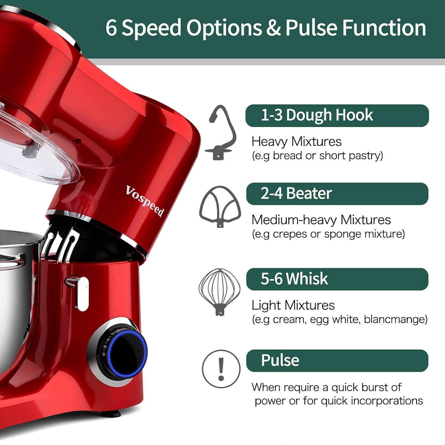 Detalle 2 de Vospeed Stand Mixer 8L electric mixer