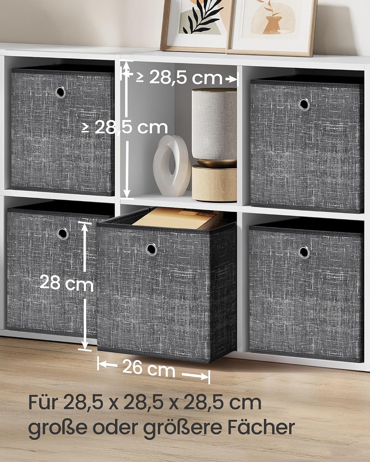 Thumbnail 2 de SONGMICS Aufbewahrungsbox 6er-Set (Vliesstoff mit Griff) – RFB026B01, 26 x 26 x 28 cm, schwarz meliert