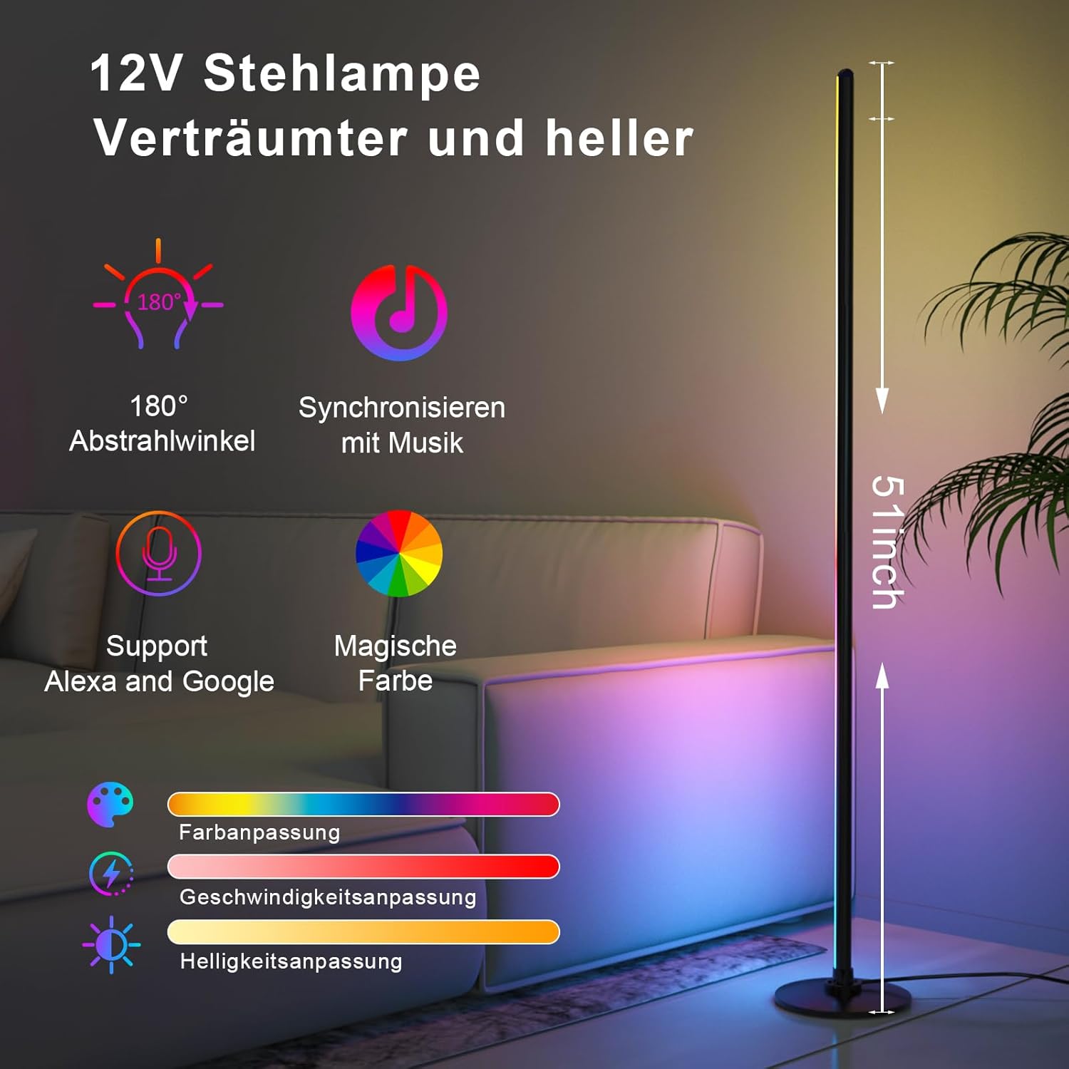 Thumbnail 2 de Lanmonlily LED Stehlampe 16 Millionen Farben