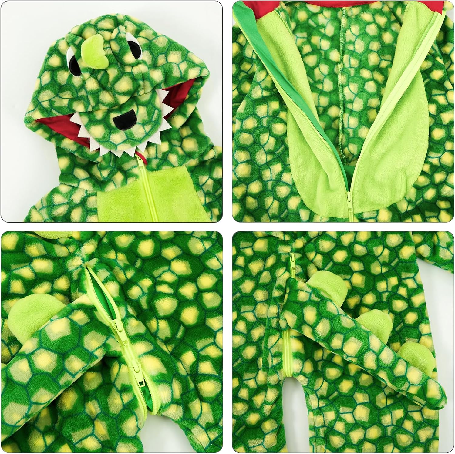 Detalle 1 de LOLANTA Dinosaur Hooded Romper for Toddlers, Fleece One-Piece Costume