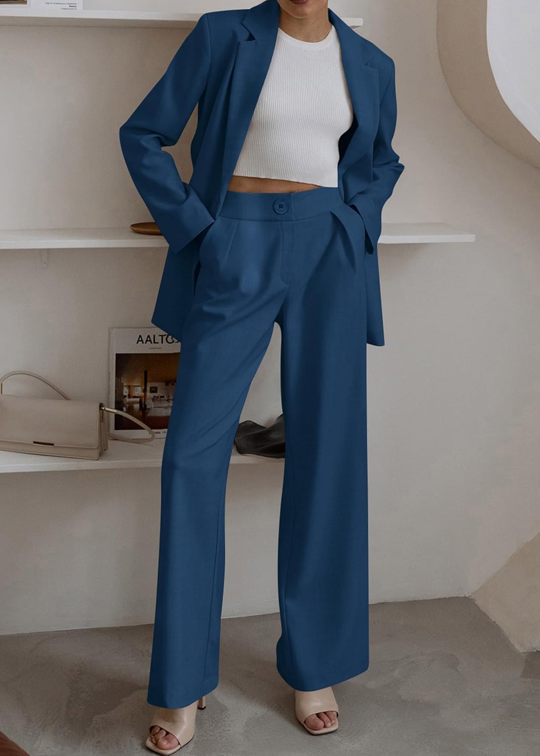 Thumbnail 5 de KIRUNDO Women Suits 2 Piece Set: Oversized Blazer + Wide Leg Pants Review