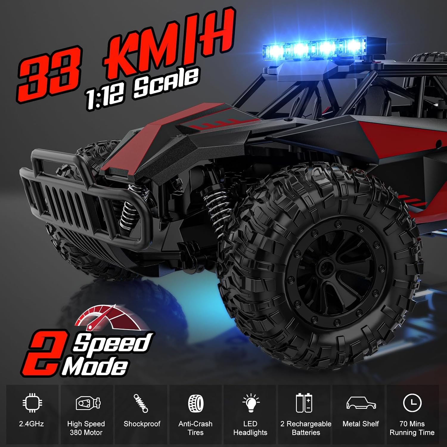 Thumbnail 1 de BLUEJAY 1809 RC Monster Truck, 1:12 Scale, 33 km/h, 2.4 GHz