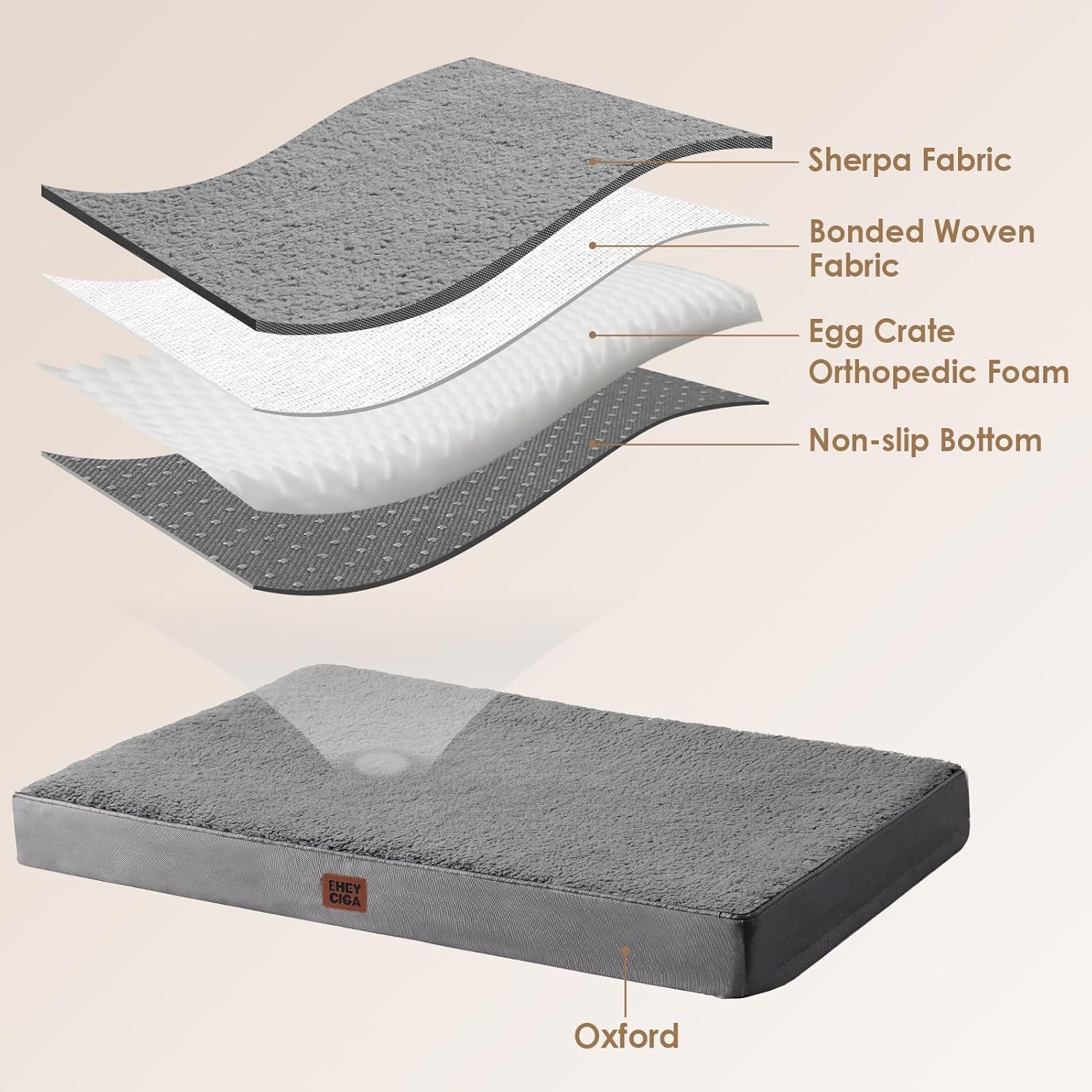 Detalle de EHEYCIGA Orthopedic Extra Large Dog Bed Mattress XL with Removable Washable Cover