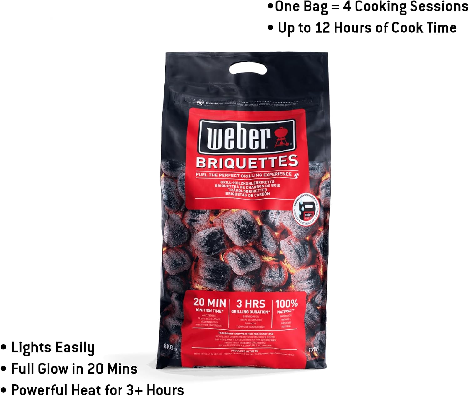 Detalle de Weber チャコールブリケット 8kg ココナッツシェル由来・約2時間燃焼