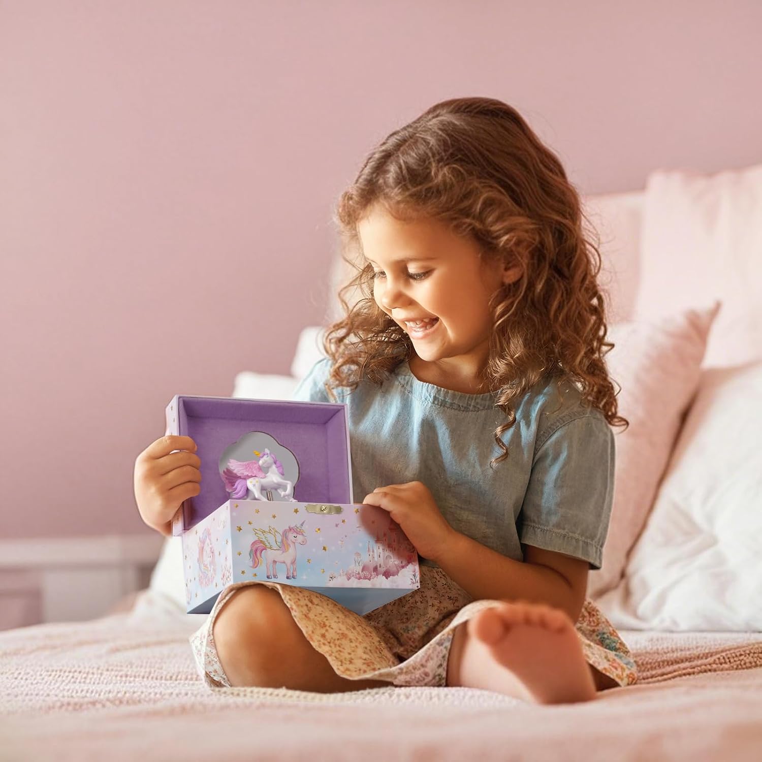Thumbnail 6 de ProCase Joyero para Niñas: Organizador Musical de Joyería Infantil con Unicornio Giratorio (Rosa)