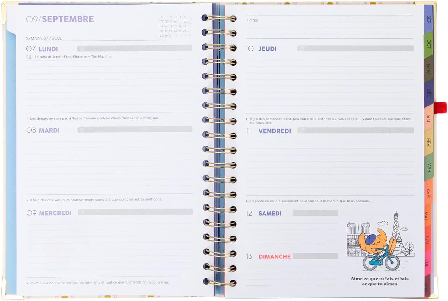 Detalle de Agenda Mr. Wonderful 2026-27 Hebdomadaire Grand format — Fais que chaque jour compte