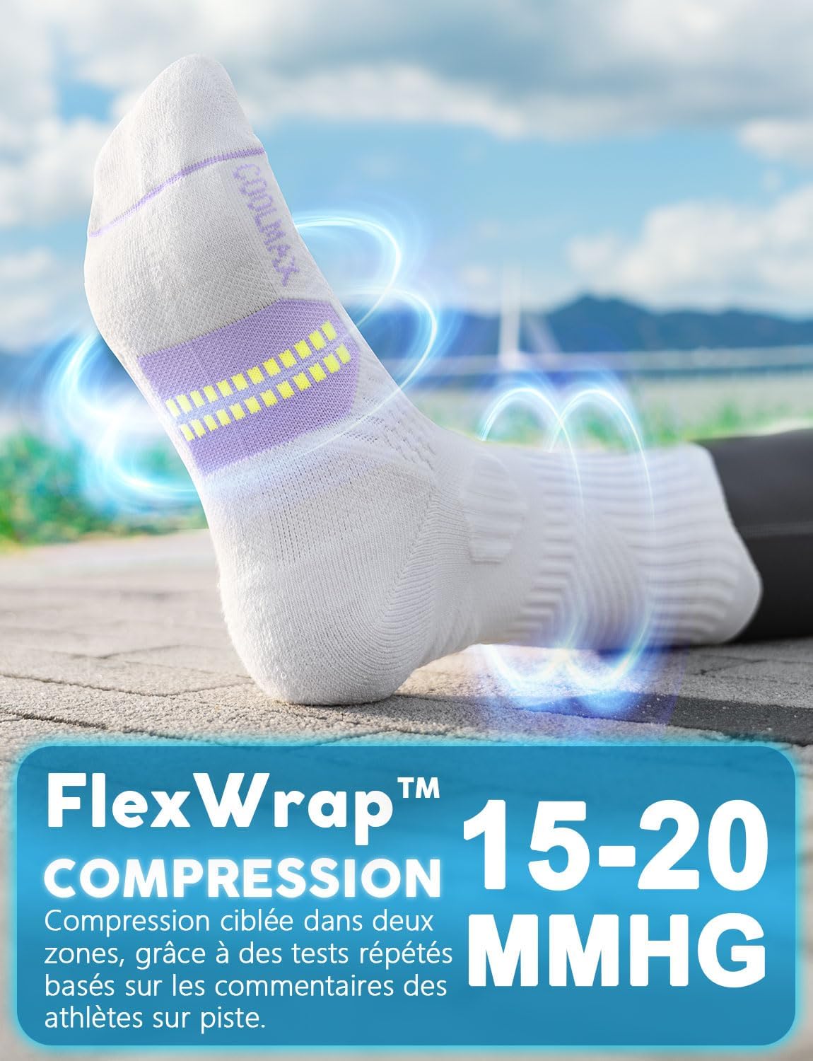 Detalle 1 de Juclise chaussettes bambou Coolmax, 15-20 mmHg