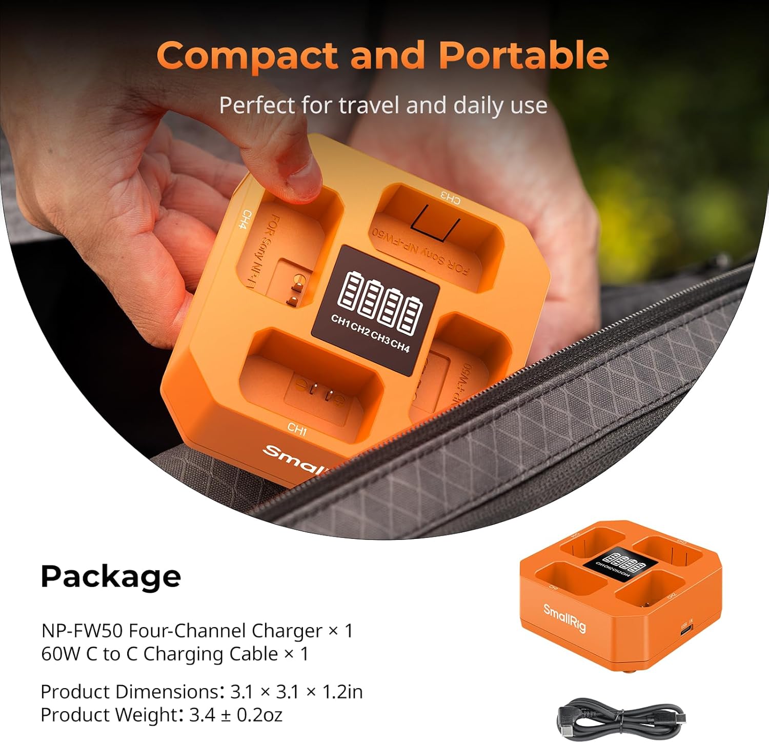 Thumbnail 6 de SMALLRIG NP-FW50 Chargeur de Batterie à 4 Canaux pour Sony – PD45W, Indicateur LED