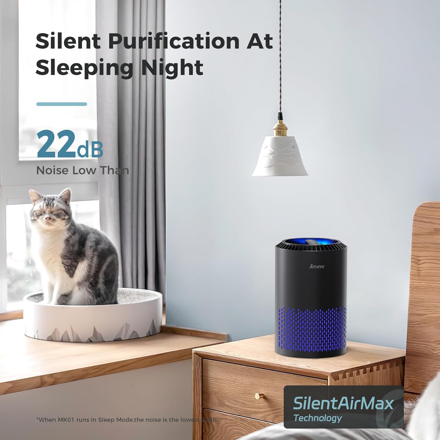 Detalle de AROEVE Air Purifier for Bedroom MK01- Black 🕯