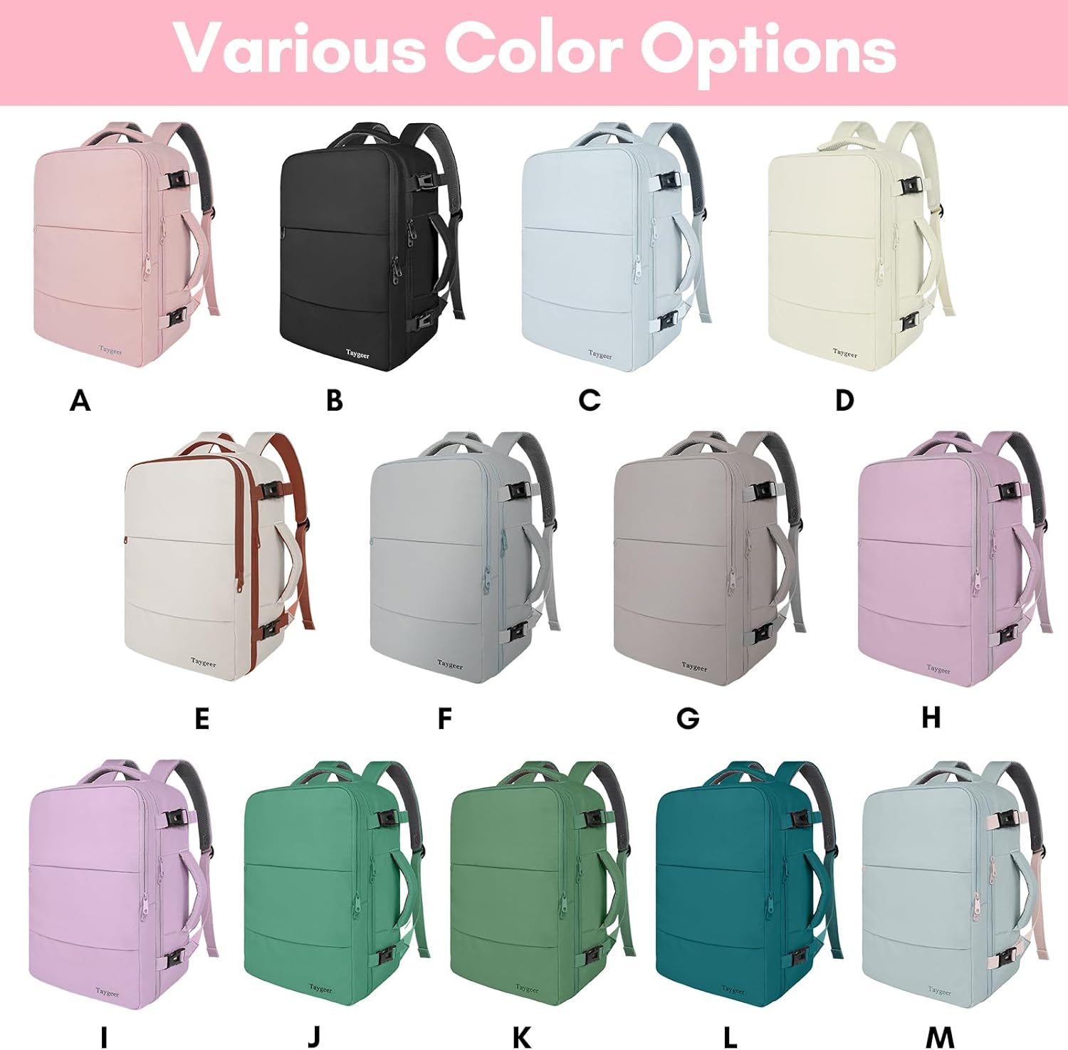 Detalle de Taygeer Travel Backpack for Women: TSA Carry-On, 15.6" Laptop, 16.8 x 11 x 7 in