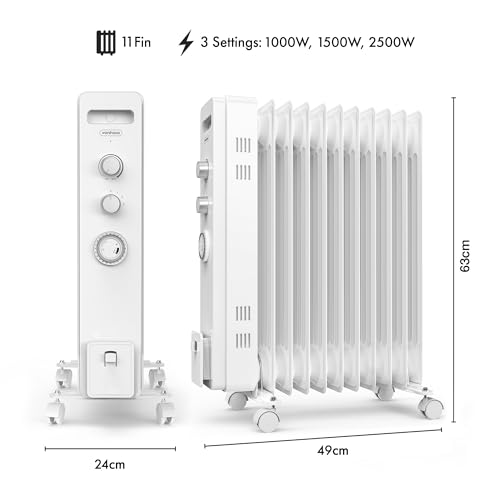 Thumbnail 9 de VonHaus Oil Filled Radiator 11 Fins – 2500W with 24-Hour Timer