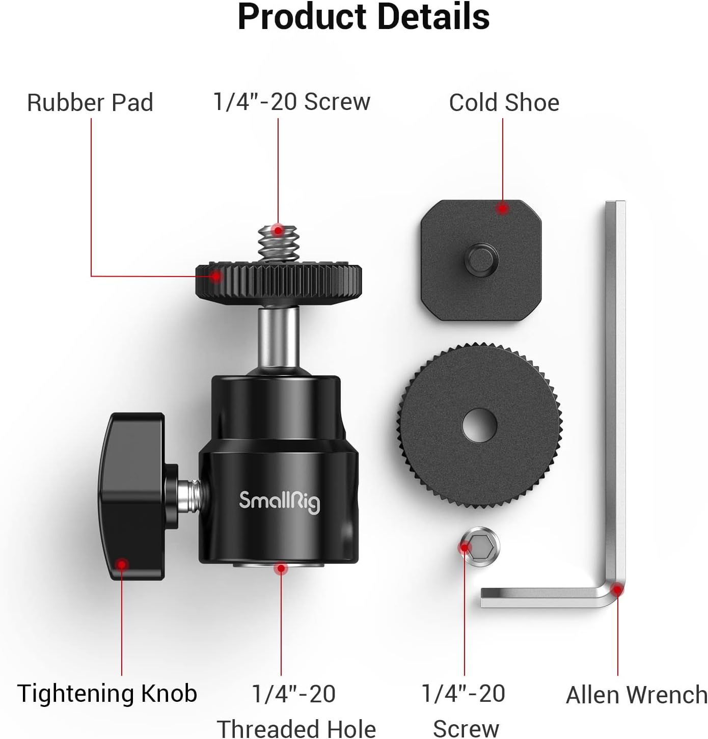 Detalle 2 de SMALLRIG EVF Support Moniteur/Monitor Mount 2059 (paquet de 2) avec vis 1/4" et griffe froide