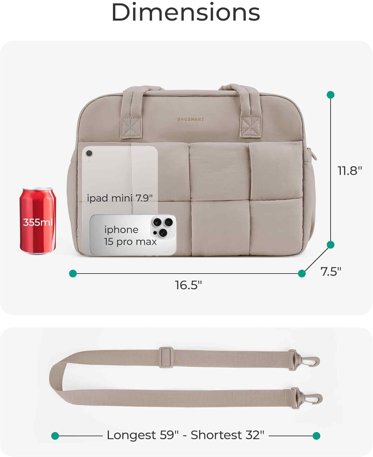 Detalle de BAGSMART 24L travel bag overnight duffle