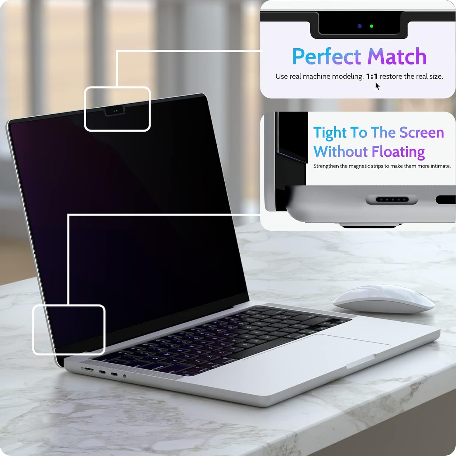 Detalle de Peslv Privacy Screen MacBook Pro 16 Inch 2021, Magnetic Matte Filter