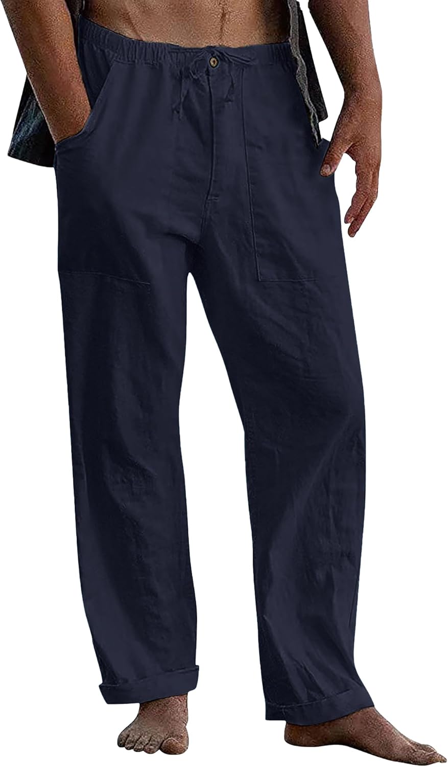 Thumbnail 6 de LVCBL Leinenhose Herren Sommer Herbst – Lose, bequem mit elastischem Bund