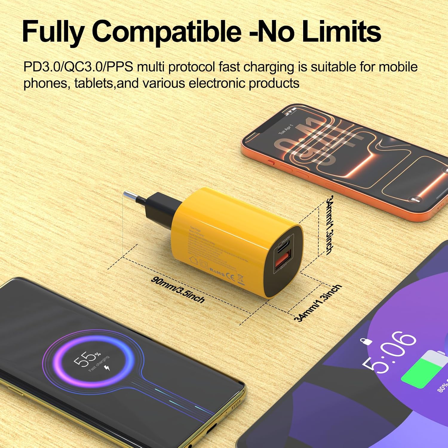 Detalle 2 de USB‑C GaN Ladegerät 30 W mit Power Delivery + QC 3.0 und USB‑A/GaN-Design (2‑Port) – Kompakt & schnell