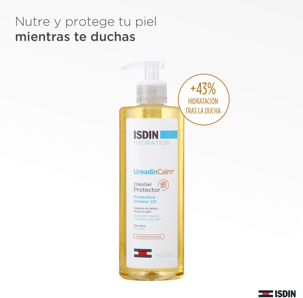 Detalle de ISDIN Ureadin Calm OleoGel, olio doccia nutriente senza sapone per pelli secche