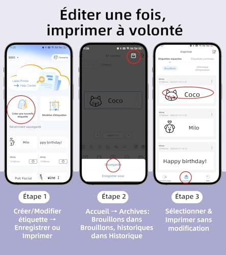 Detalle de ORGSTA S001 Étiqueteuse Bluetooth Imprimante d'Étiquettes Autocollantes