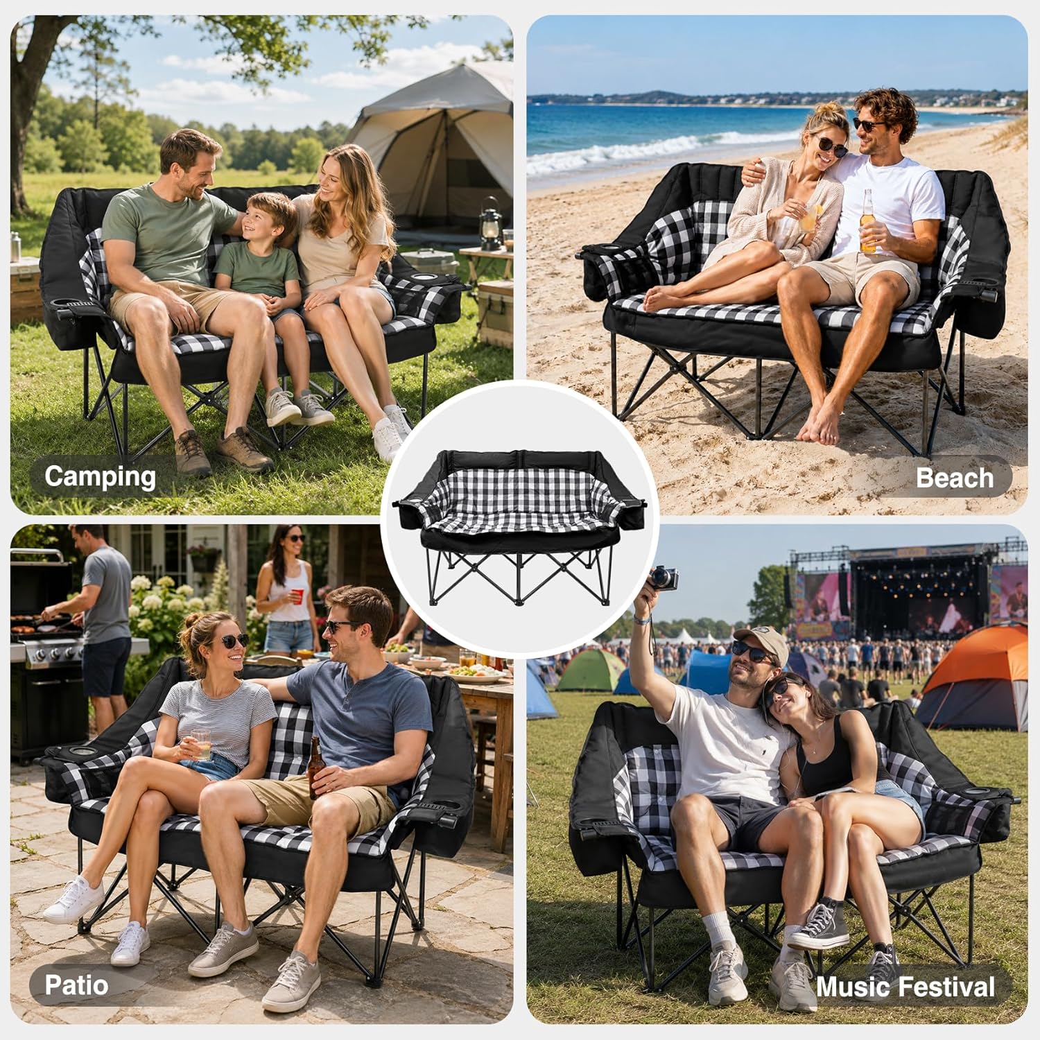 Thumbnail 6 de HOPERAN BZ-2326-197 Double Camping Loveseat, Padded and Foldable