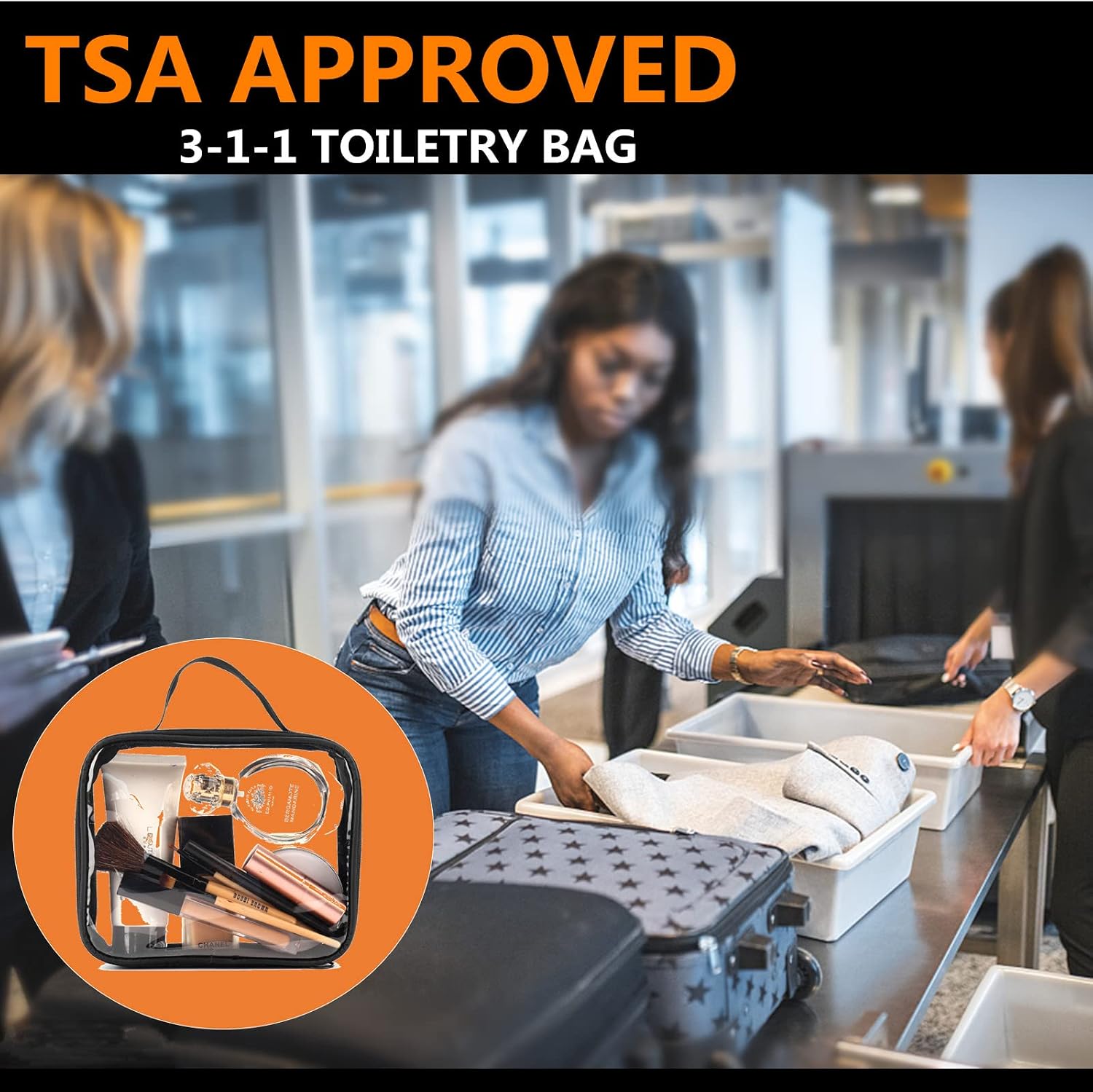 Thumbnail 1 de TSA Approved Clear Travel Toiletry Bags by TRIPON – 2pc Clear Plastic Waterproof Cosmetic Pouch Set