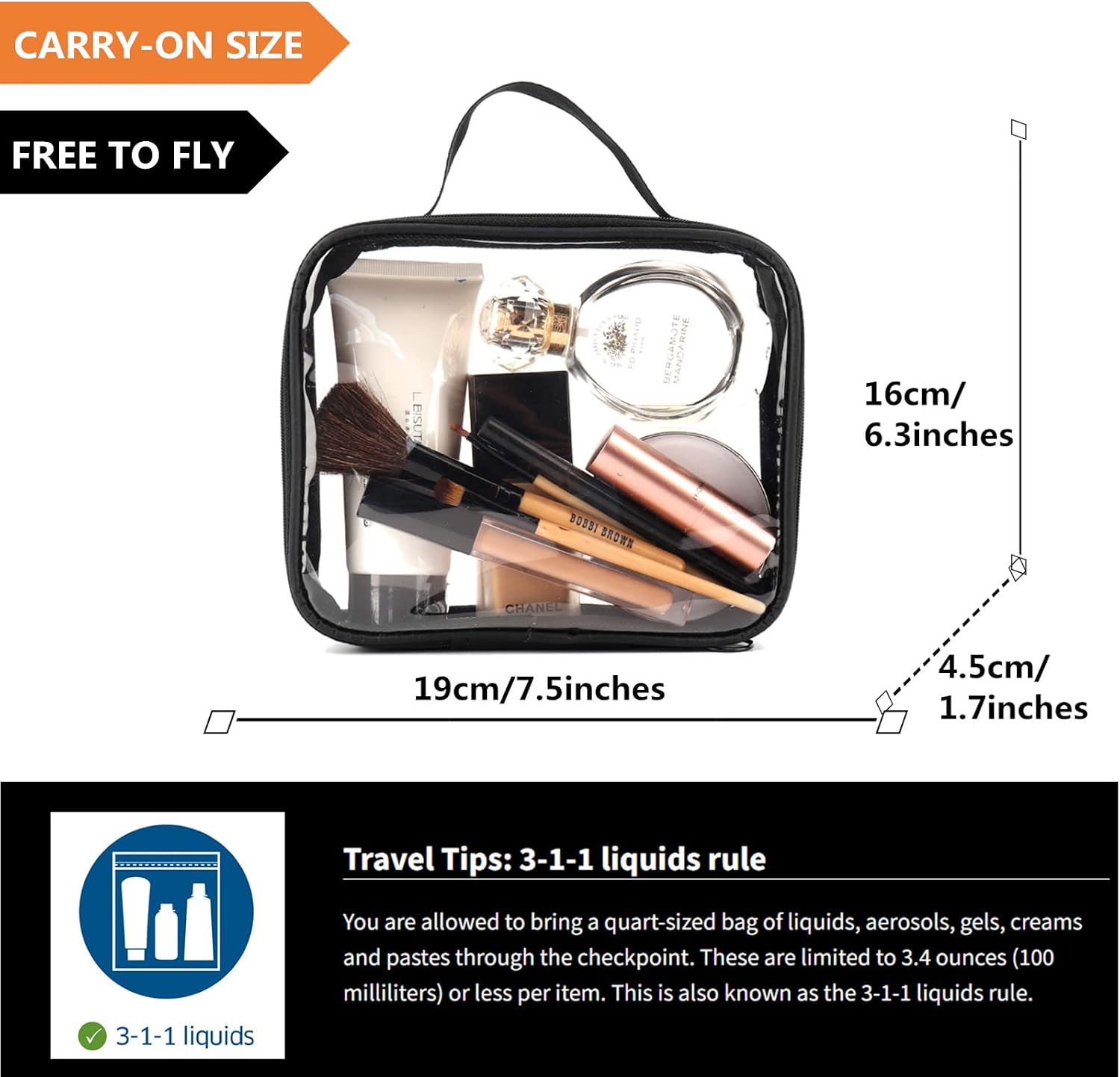 Thumbnail 2 de TSA Approved Clear Travel Toiletry Bags by TRIPON – 2pc Clear Plastic Waterproof Cosmetic Pouch Set