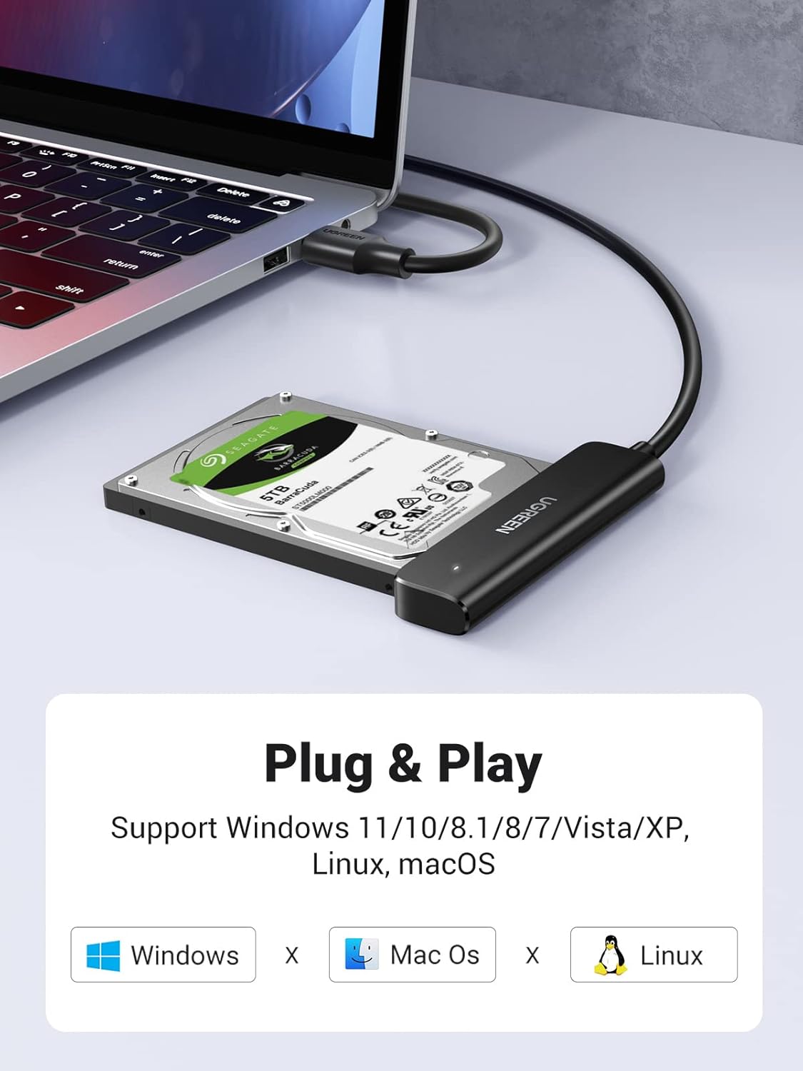 Thumbnail 4 de UGREEN USB 3.0 to SATA Adapter (2.5in HDD/SSD Reader) with UASP & TRIM