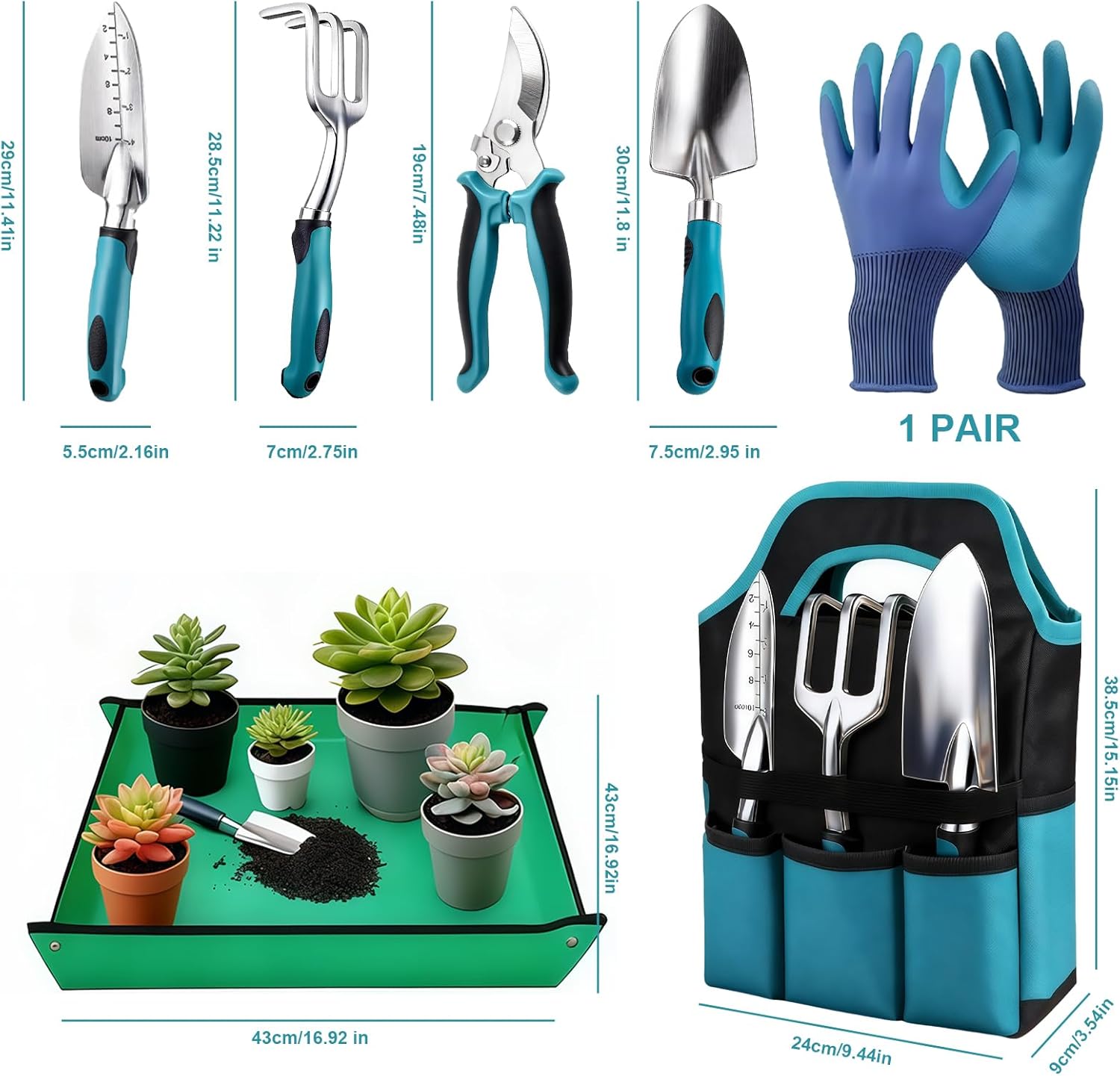 Thumbnail 1 de ChaneeHann Kit Giardinaggio 7 Pezzi: set completo in alluminio con manico ergonomico