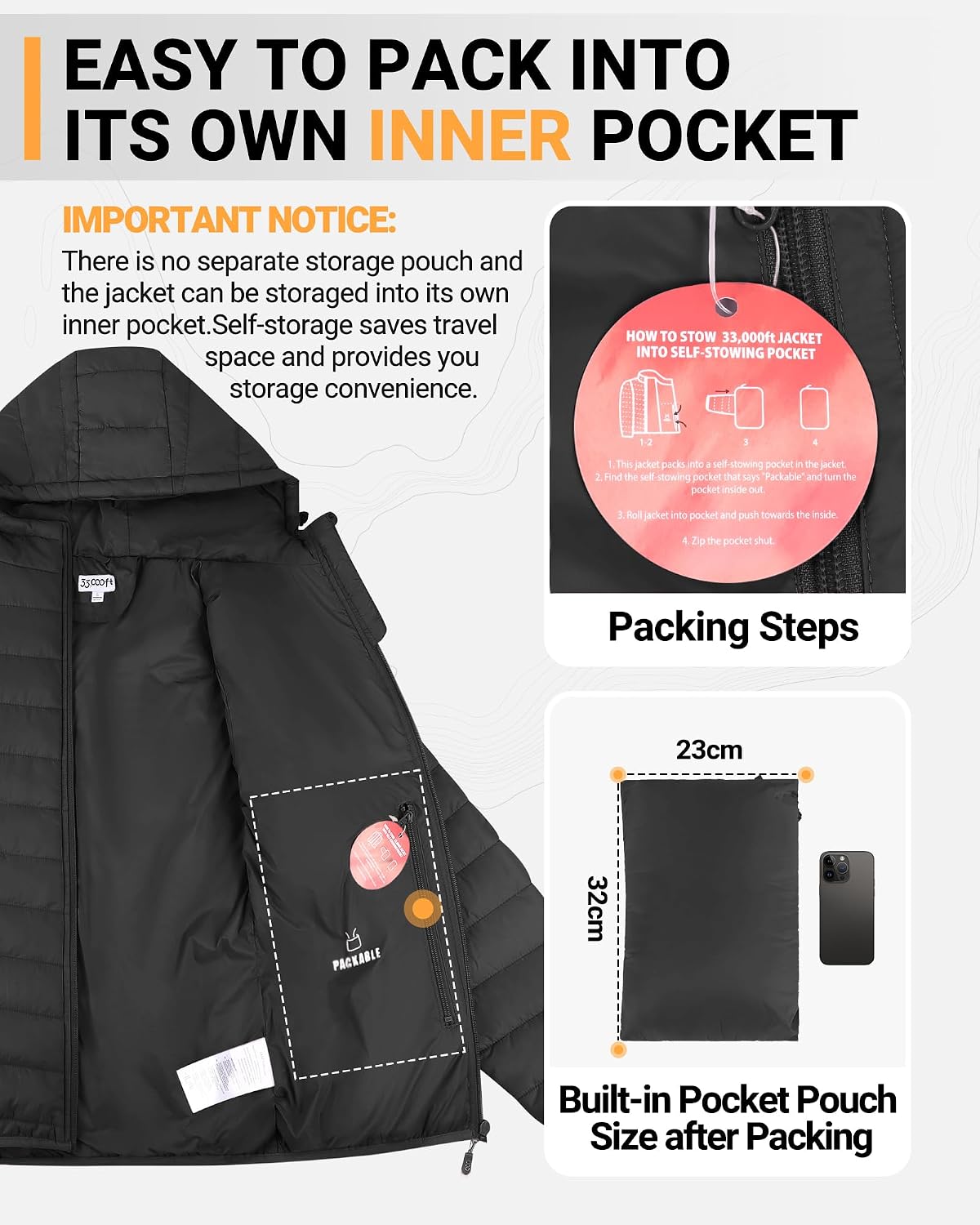 Thumbnail 3 de 33,000ft Damen leichte Steppjacke
