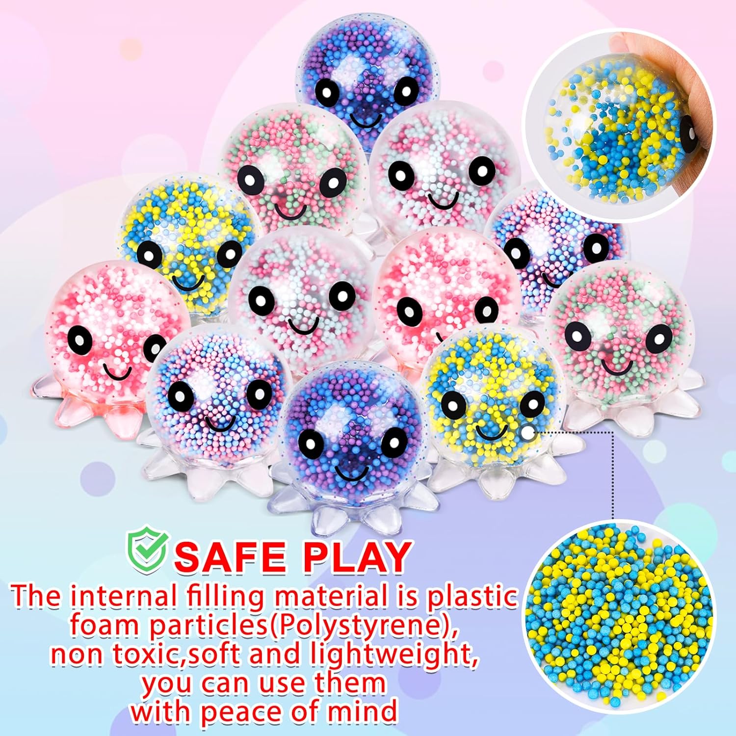 Thumbnail 1 de Cute Octopus 12 Pack Fidget Stress Balls