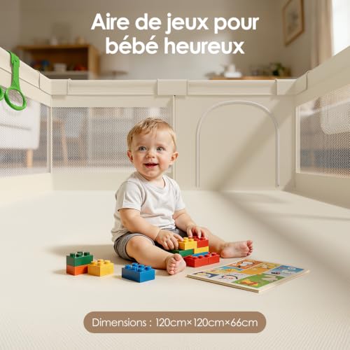 Thumbnail 3 de Parc Bébé Julrrimg Beige 120 × 120 cm — Espace sécurisé et pratique