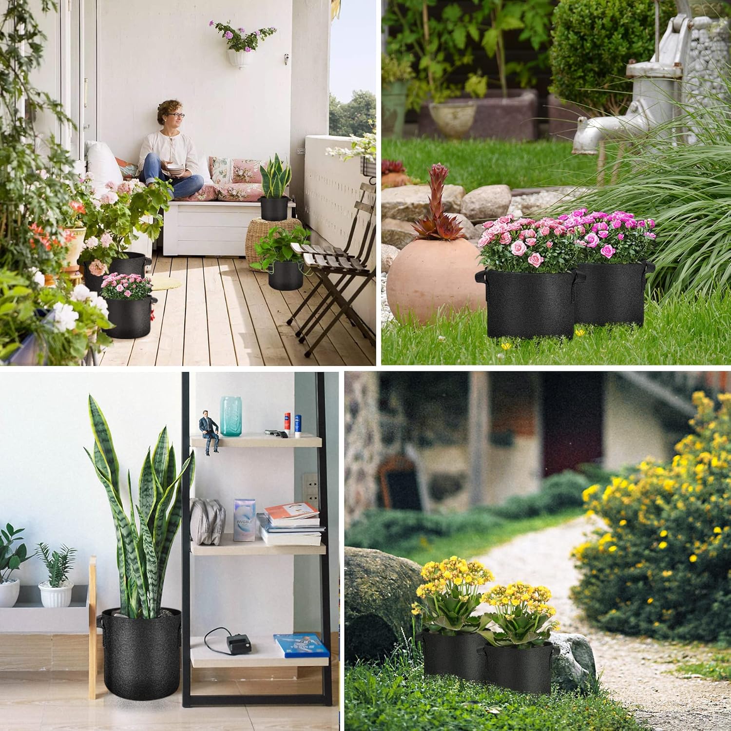 Thumbnail 5 de RONTADA 5-Pack 20 Gallon Grow Bags (Black) – heavy duty fabric pots with handles