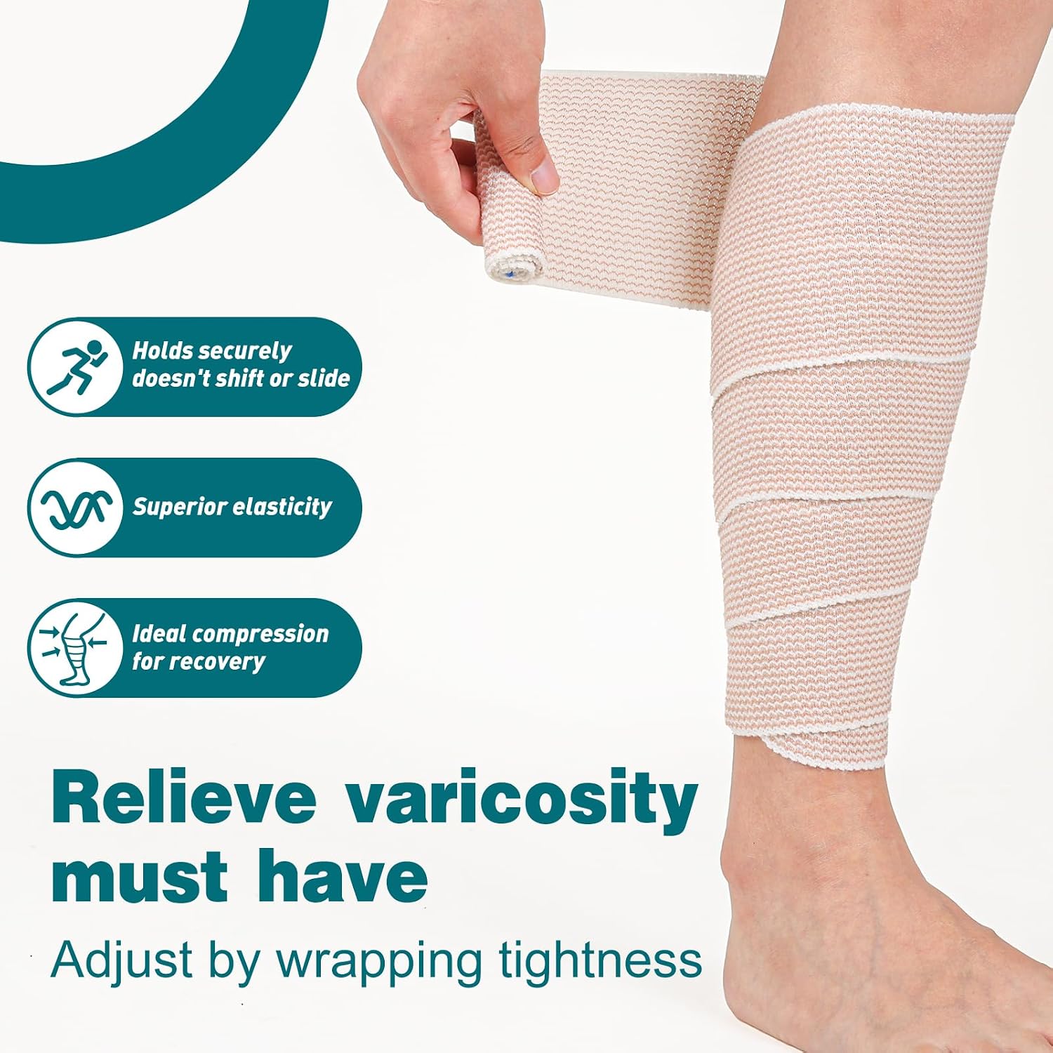 Detalle 2 de AZEN Premium Elastic Bandage Wrap, 6-Pack, 4-Inch Cotton, Latex-Free