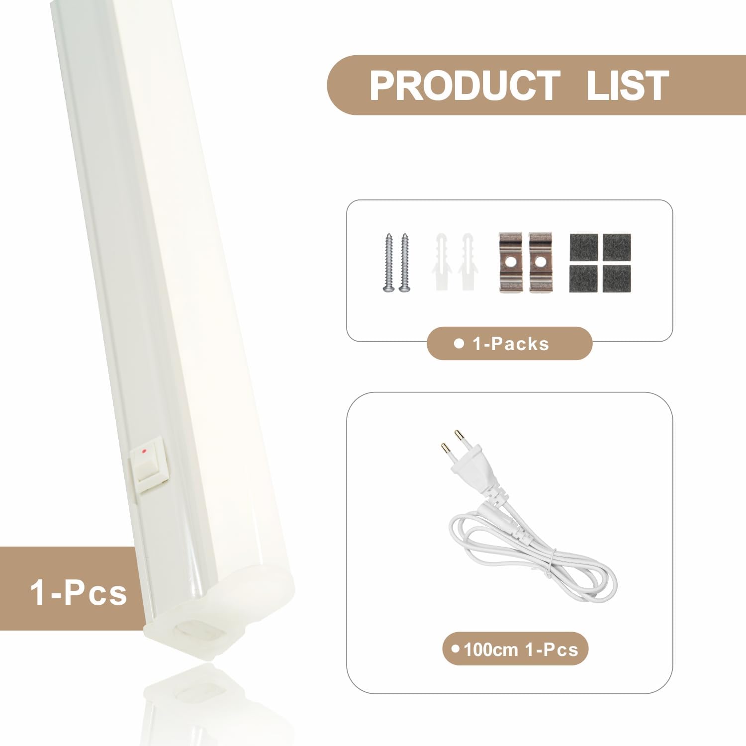 Thumbnail 2 de Unterbauleuchte mit Ein-Ausschalter, 60 cm, 4000K neutralweiß – 1er-Pack, verkettbare LED-Leiste mit Stecker