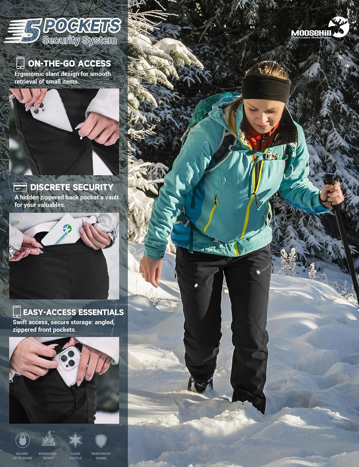 Thumbnail 6 de Moosehill Women’s Ski Snow Pants waterproof fleece-lined