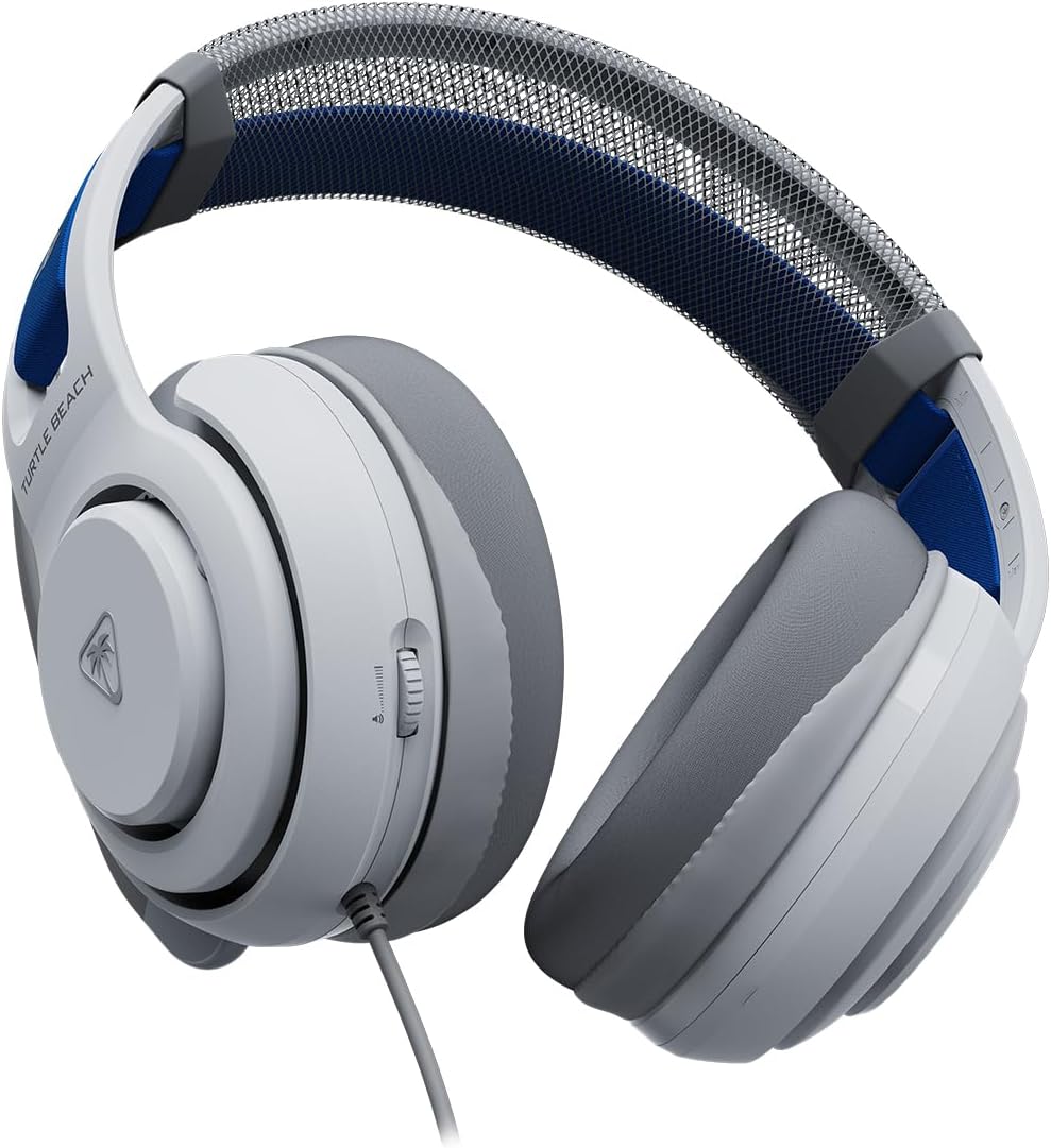 Detalle de Turtle Beach Atlas 200 cuffie da gioco bianche cablate per PlayStation con driver Nanoclear da 50 mm e microfono flip-to-mute