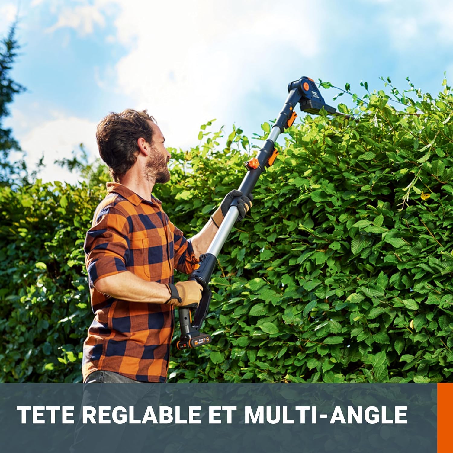 Detalle 2 de WORX WG252E.9 Taille-Haies sur Perche 20V - Lame 45 cm, Manche Télescopique