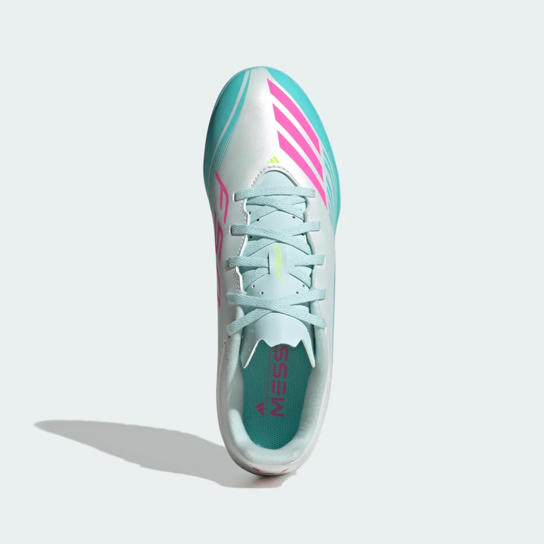 Detalle de Zapatilla de fútbol Adidas F50 MESSI CLUB moqueta – blancas