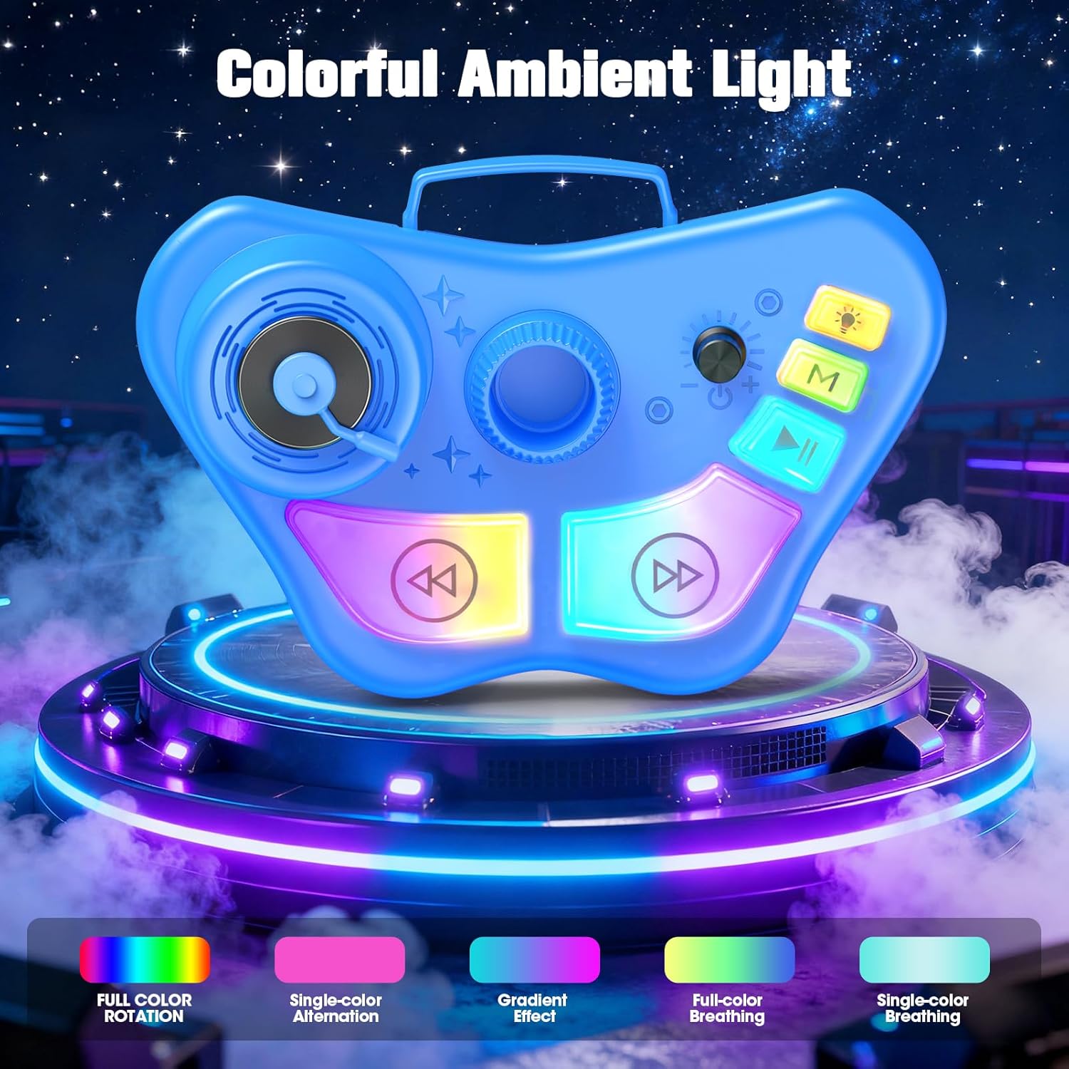 Thumbnail 4 de Karaoke Maschine mit zwei Mikrofonen für Kinder 3–12 Jahre – verstellbarer Mikrofonständer (47–108 cm) inkl. LED-Effekte