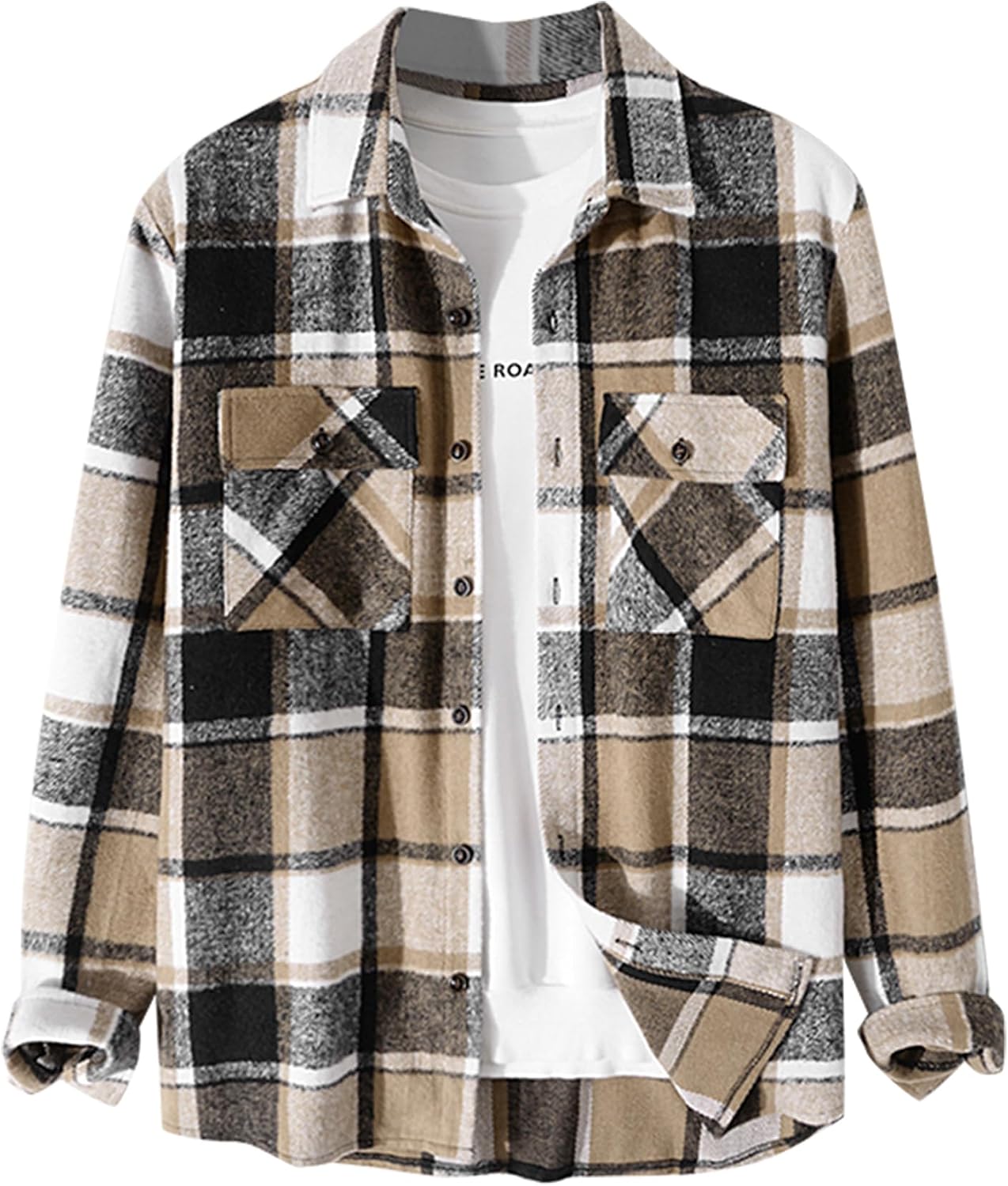 Detalle de ZAFUL Plaid Shirt Jacket in Polyester