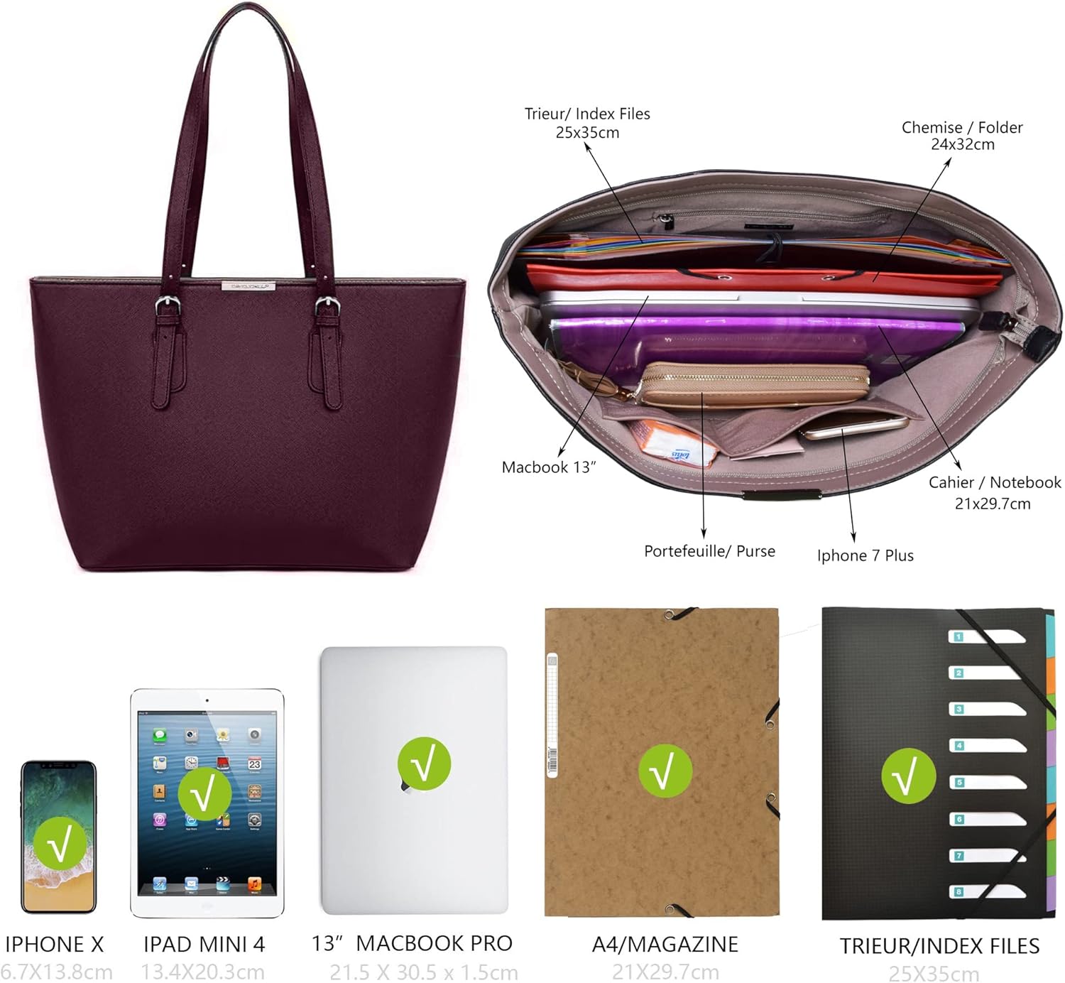 Thumbnail 6 de David Jones Sac à Main Shopping Grande Capacité