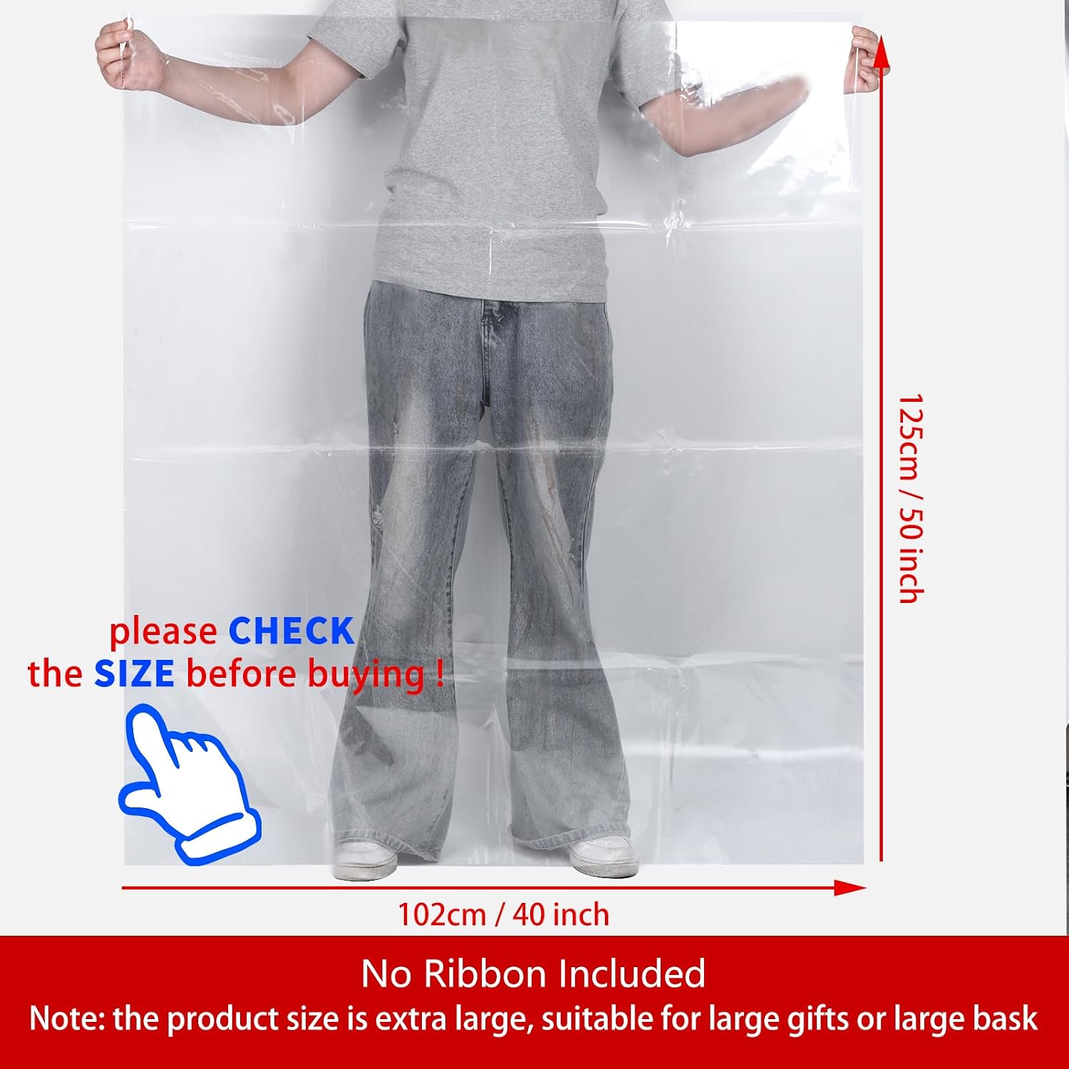Thumbnail 1 de woric 40x50 Inch Jumbo Clear Cellophane Gift Bags (6 Pack)