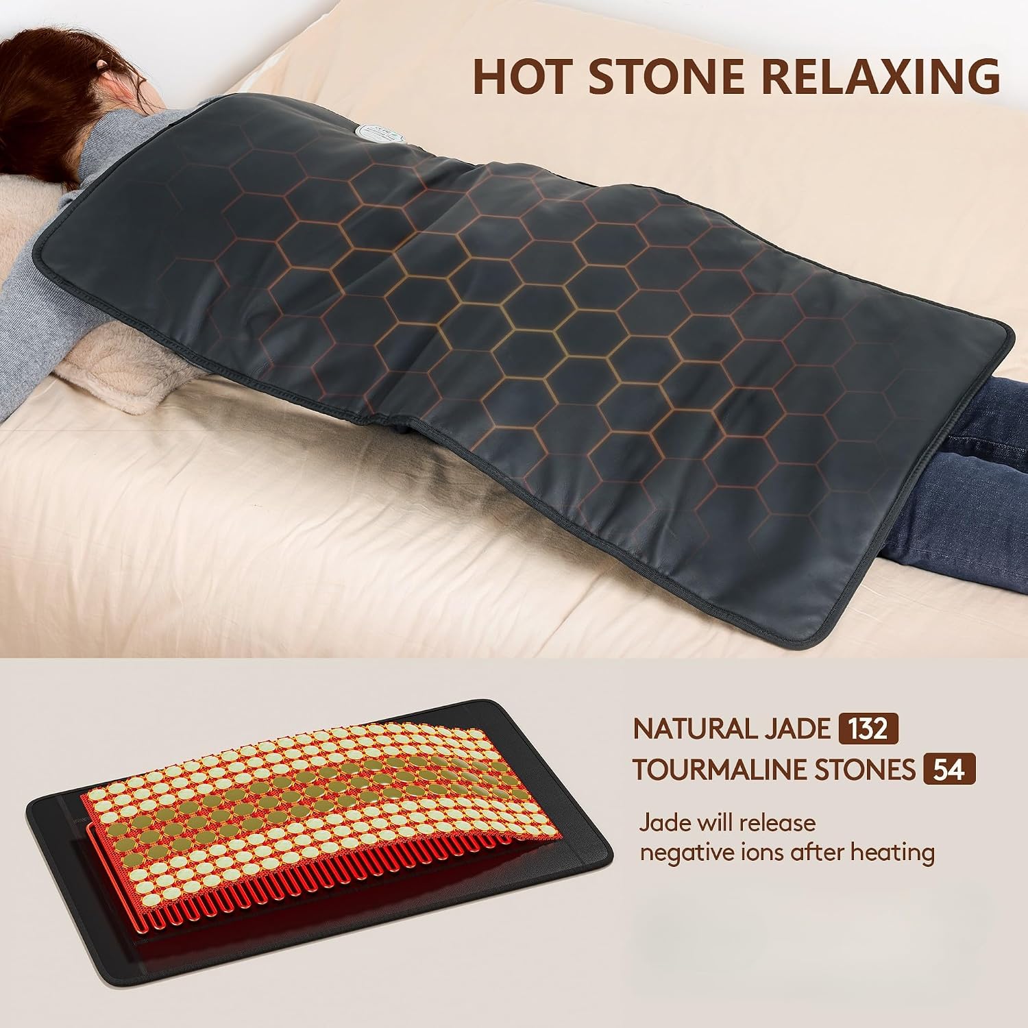 Detalle 1 de UTK H11M3 Far-Infrared Heating Pad, 38" x 21", Jade & Tourmaline