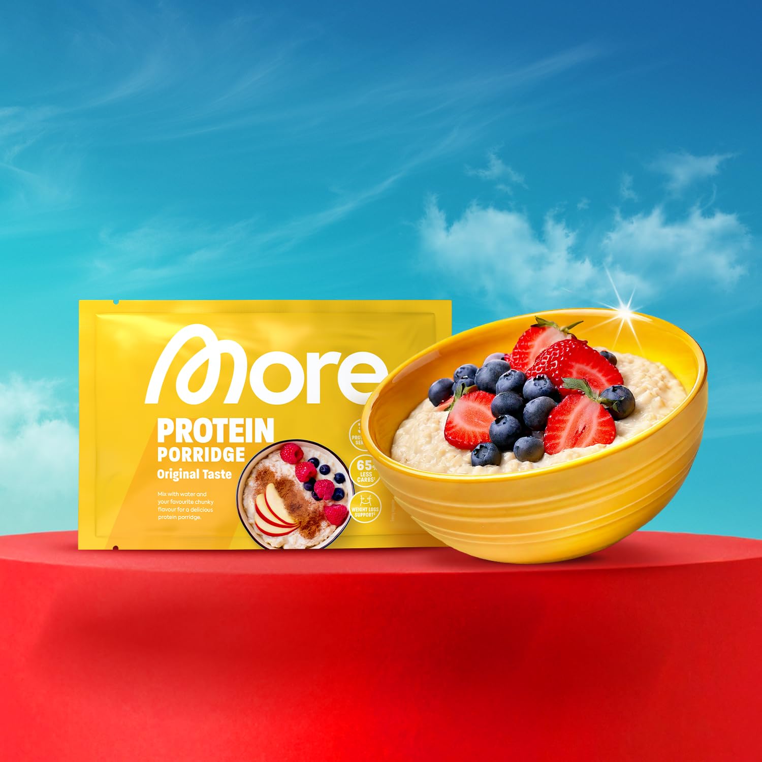 Detalle de More Protein Porridge – 13er Tray Classic, 13 × 62 g, 31 g Eiweiß pro Portion